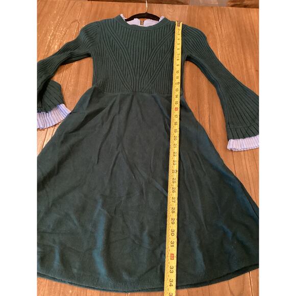1901 green blue Long Sleeve Fit & Flare preppy Sweater mini Dress size small - Picture 5 of 11